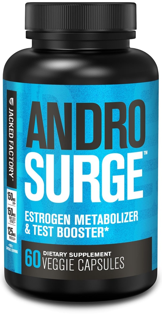 Jacked Factory Androrest Estrogen Blocker pro muže - Přírodní testosteron Booster pro muže & Estrogen Metabolizer s Tongkat Ali, DIM, Long Jack & More - Test Booster & Muscle Builder - 60 Počet