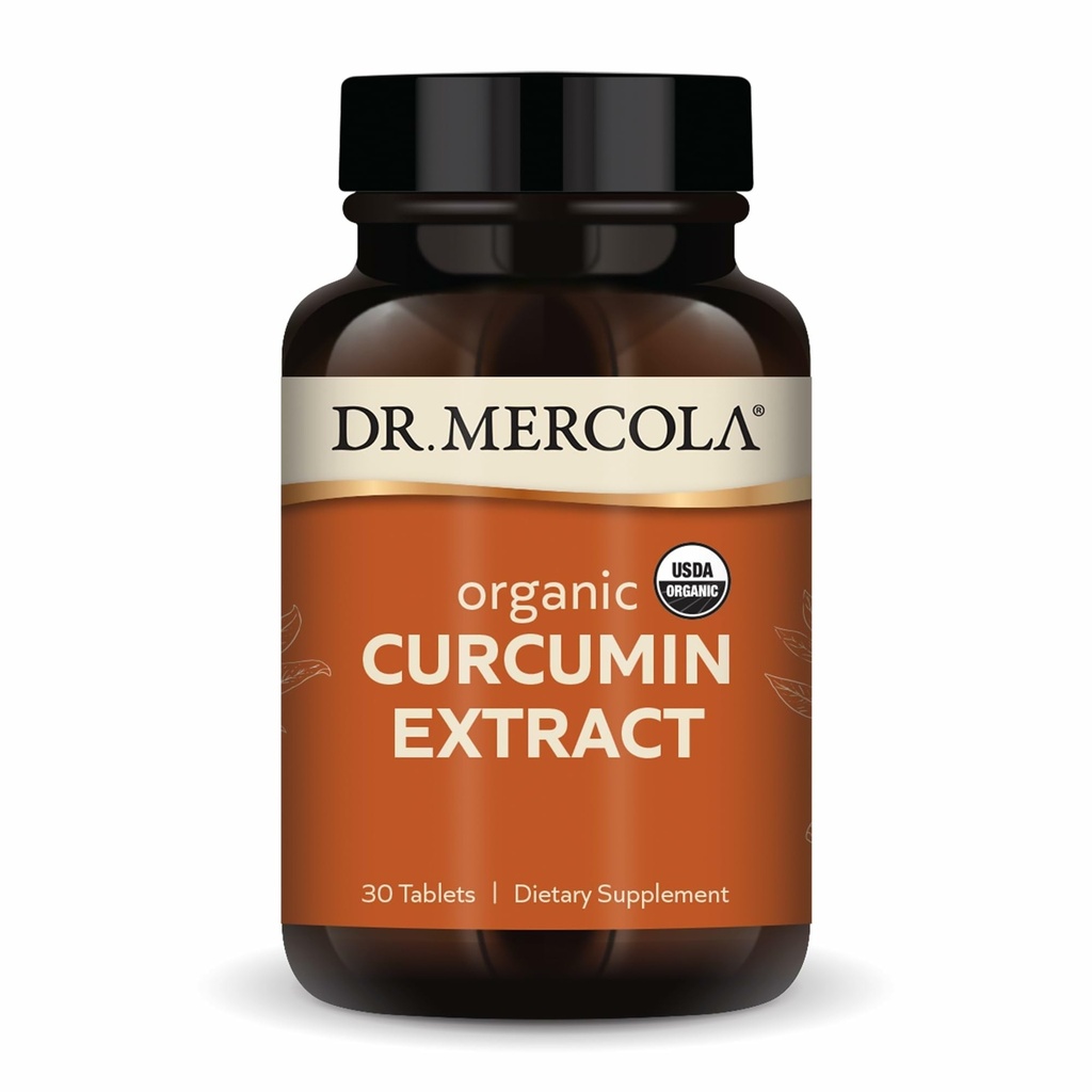 Dr. Mercola Organic Curcumin Extract, 30 Servings (30 tablet), Dietní dodatek, Non- GMO, Certified USDA Organic