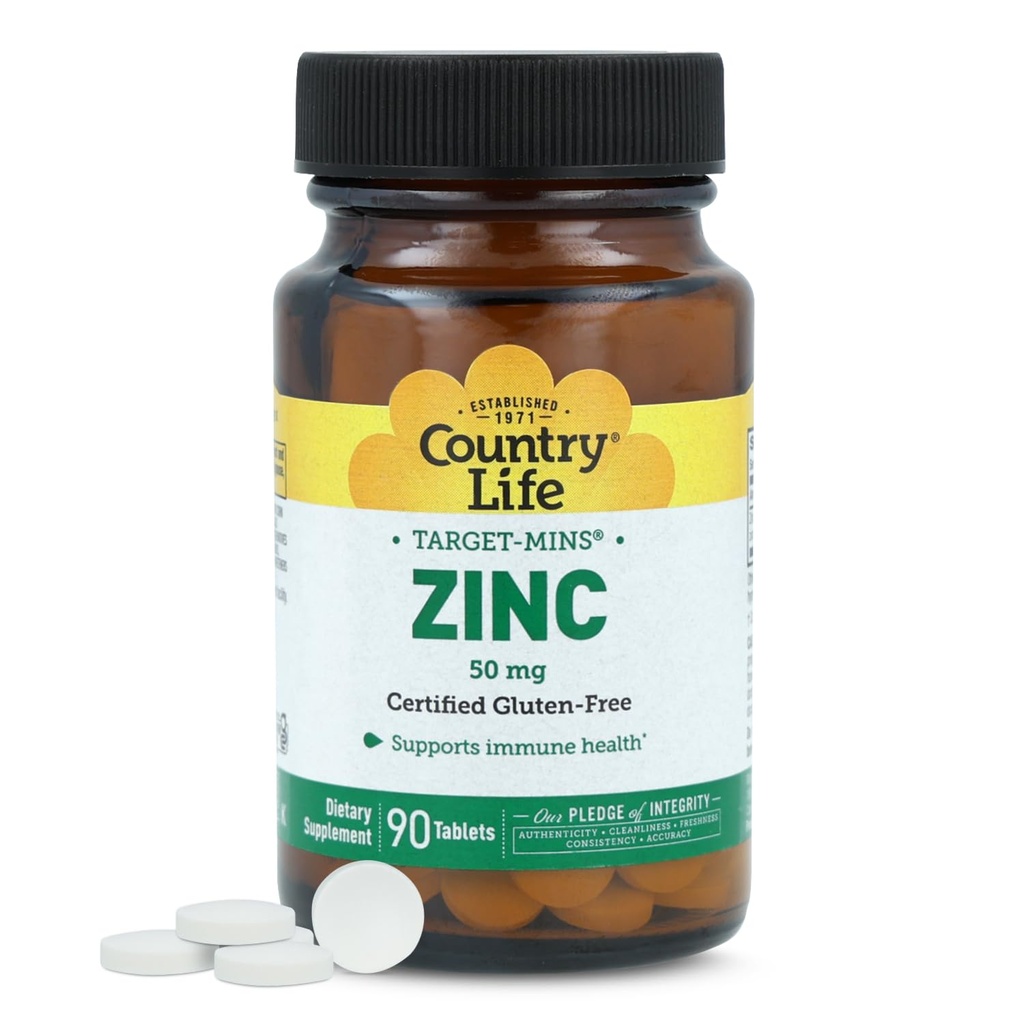 Cíl života země - Mins Zinek 50 mg 90 tablet - Zinek Doplňky pro imunitní zdraví - Zinek 50mg - Zinek Podpora