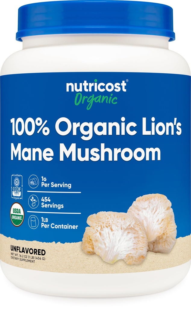 Nutricost Organic Lion 's Mane Houba Powder 1LB - Certified USDA Organic