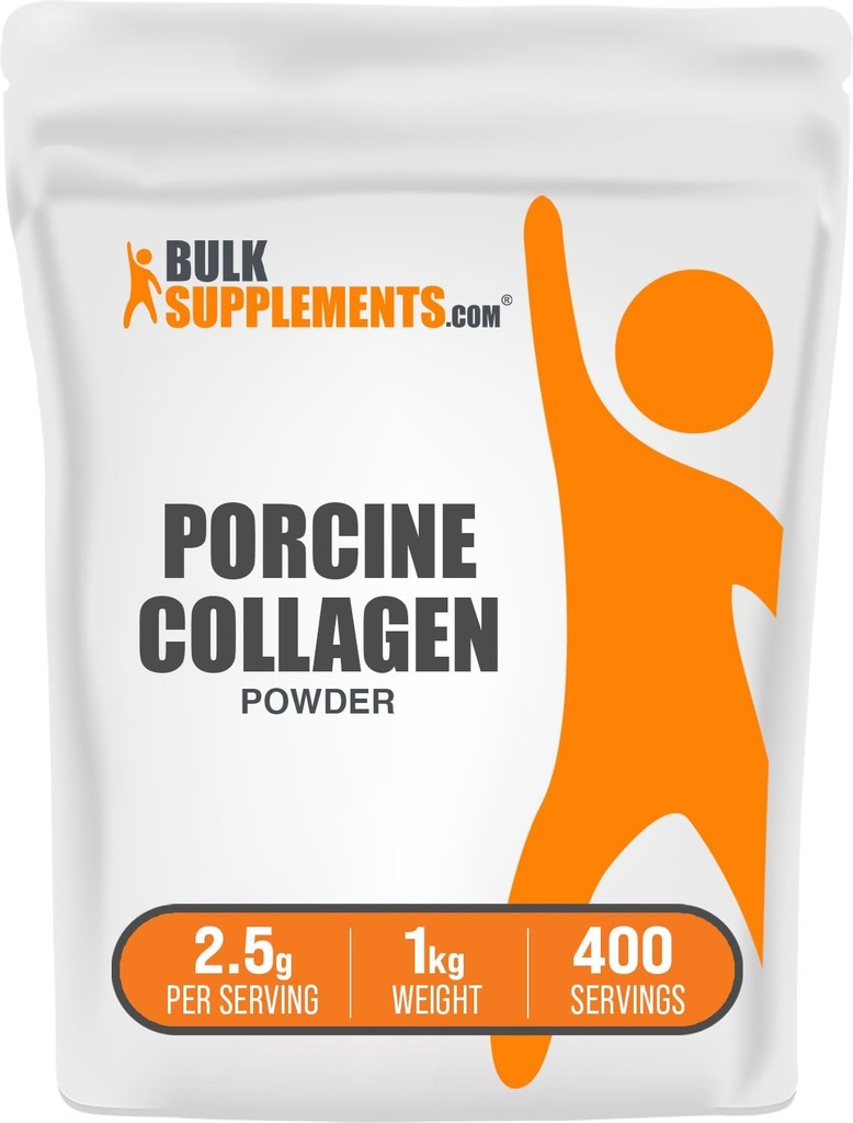 BulkSupplements.com Porcine Collagen Powder - Hydrolyzovaný kolagen, Peptides - Gluten Free, 2500mg na jednu porci, 5kg (11 liber) (balení po 5)