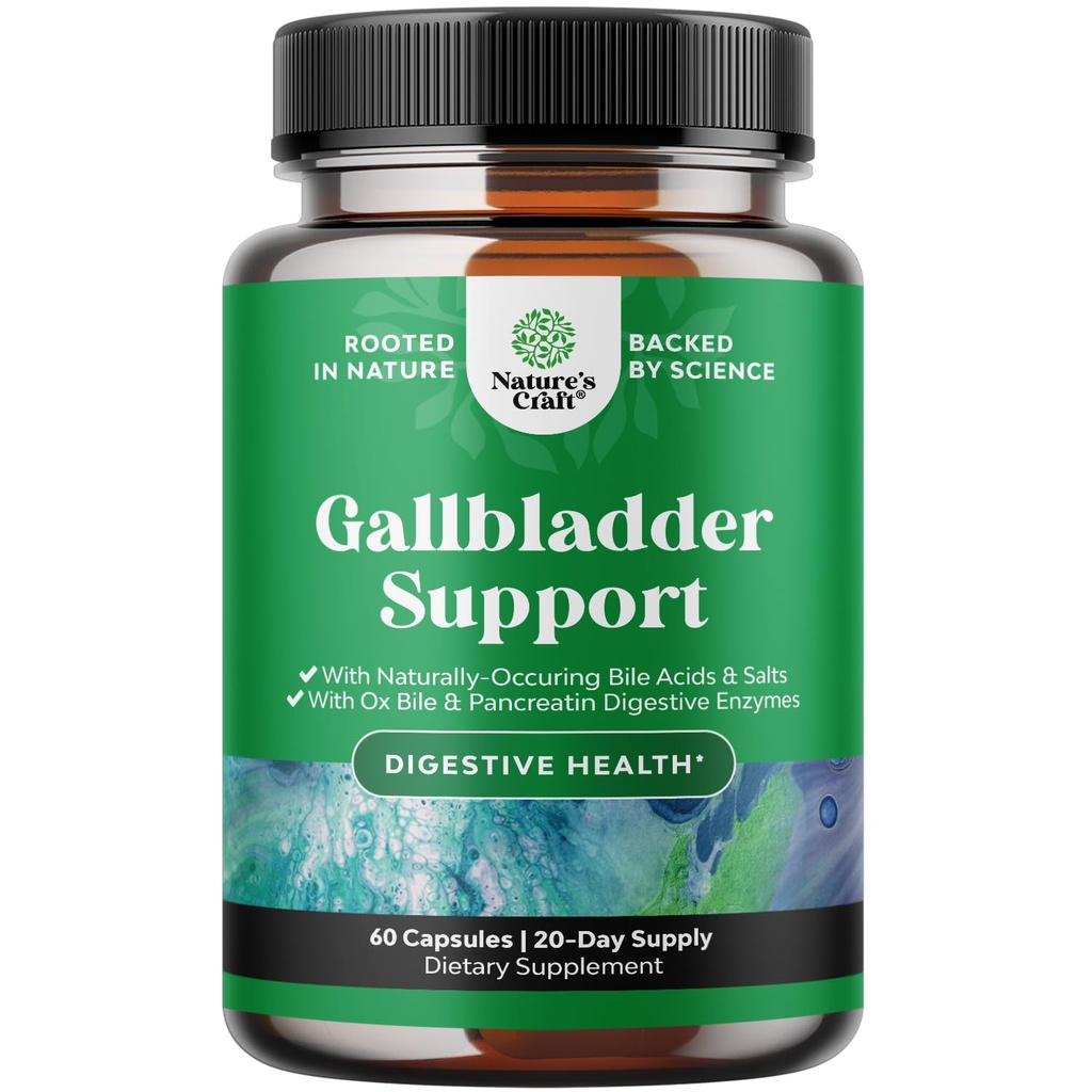 Ox Bile Soli pro podporu žlučníku - Čištěný Bile Soli Doplněk s Pancreatin Digestivní Enzymy Ox & Betaine HCL - doplňky pro No Gallurge & Digestive Health 20 dní