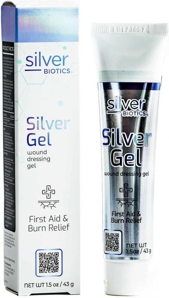 Silver Biotics 24 PPM Silver Wound hojení gelu 124; Layer of Protection for Cut, Irritations, and Burns OF 124; 1.5 oz