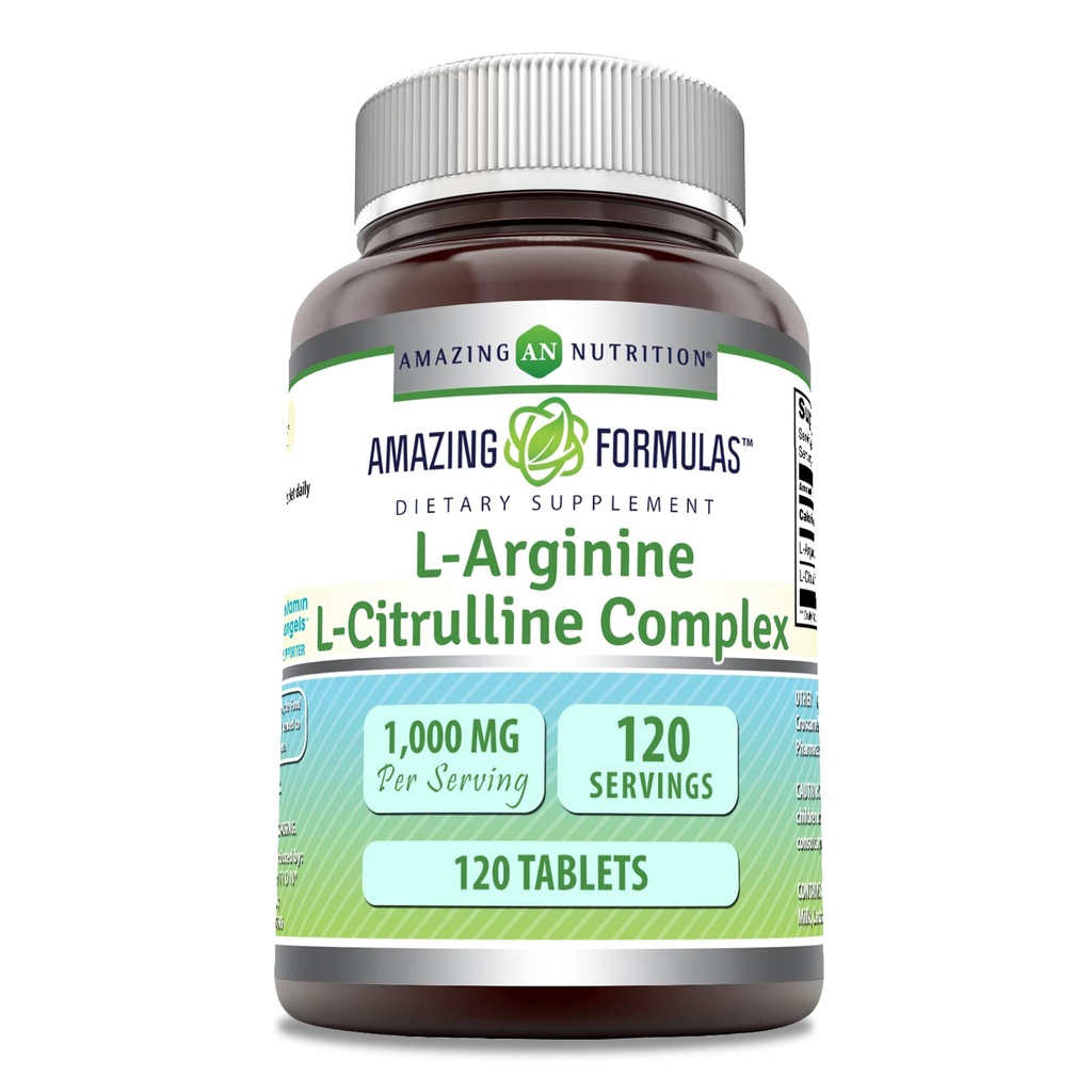 Amazing approvas L- Arginin / L- Citrulline Complex 1000mg 120 Tablety dodatek CP124; Non- GMO CP124; Gluten zdarma CP124; Made in USA