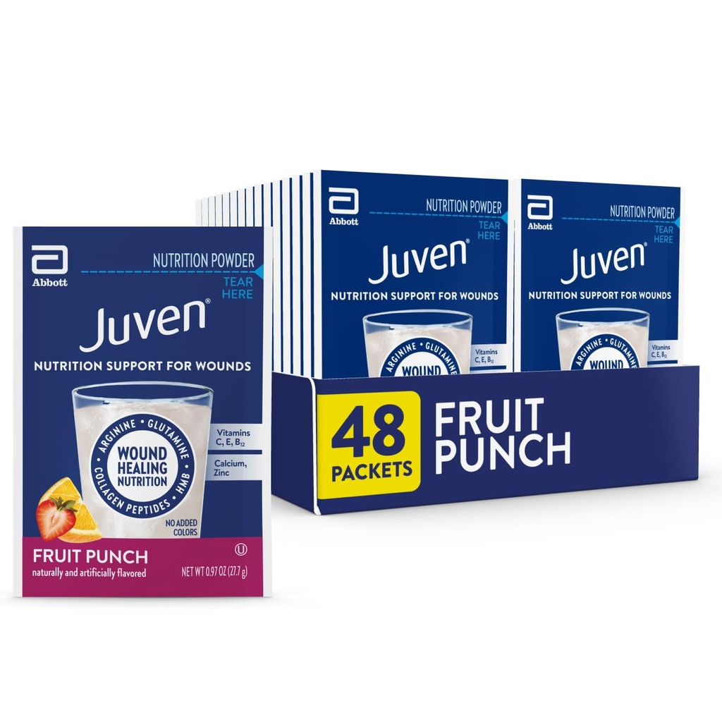 Juven Terapeutické nutriční nápoj prášek včetně kolagen Peptidy, aminokyseliny, a HMB pro hojení ran podporu, ovocný punč, 48 Packets