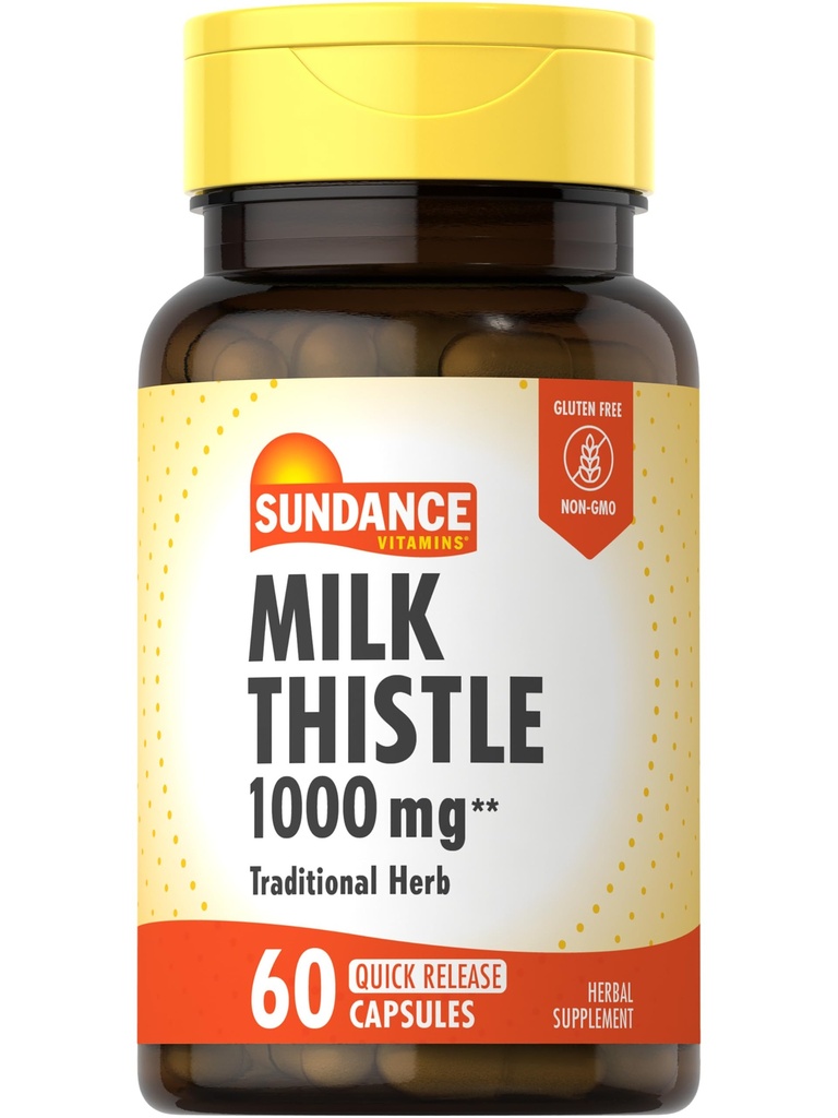 Sundance Milk Thistle 1000mg PHARMAN 124; 60 Rychlé uvolnění Kapsle 124; Tradiční bylinný dodatek PHARMAN 124; Non- GMO a gluten Free Formule