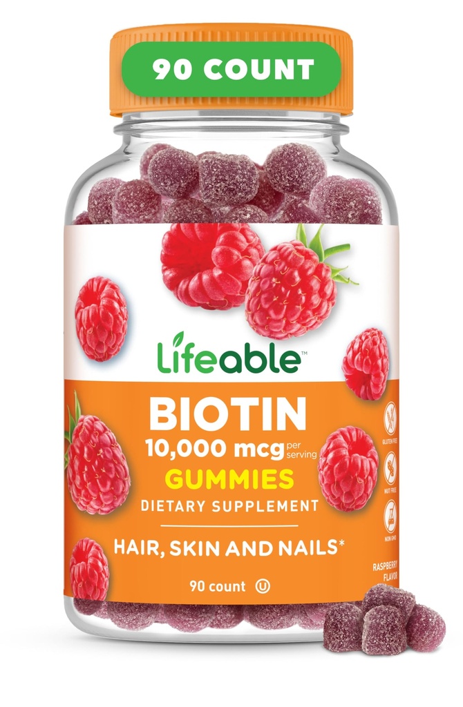 Živé Biotin Gummies CLAS124; 10,000mcg CLAS124; Velký Ochutnávání vlasy kůže a nehtů Gummies CLAS124; GMO- Volný Vegan Biotin dodatek CLAS124; Vlasy kůže a nehty Vitamíny pro ženy CLAS124; 90 Gummies