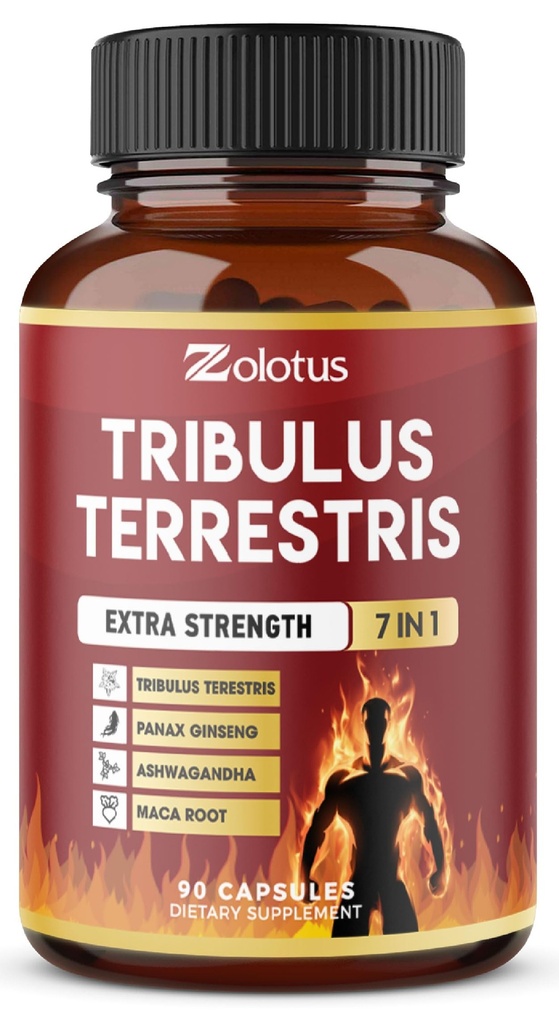 Tribulus Terrestris Kapsle s Ashwagndha, Panax Ginseng, Saw Palmetto, Maca, Shilajit - 90 Kapsle - 3 měsíce Dodávka