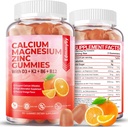 Cukr bez vápníku Magnesium zink doplněk gumy s vitaminem D3 & B12 pro ženy a muže vysoké absorpce vápníku hořčík doplněk pro imunitní podporu (120 Counts)