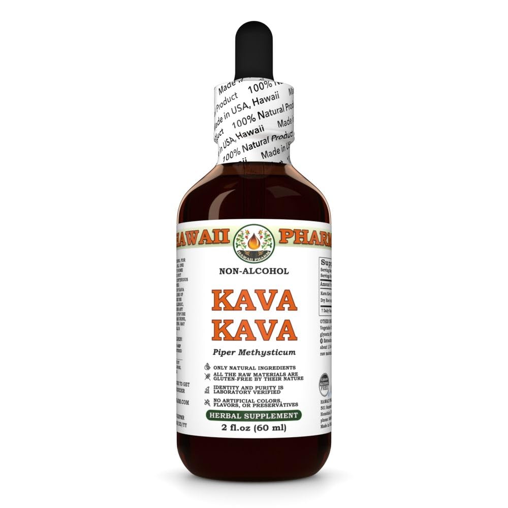 Hawaii Pharm Kava Kava Alcohol- Free Liquid Extract, Kava Kava (Piper Methysticum) Sušený Root Glycerite Natural Herbal Dodatek 2 oz