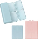 FREY 2 Pcs Daily Pill Organizer, 7 Compartments Přenosný Pill Pouzdro Cestovní Pill Organizátor, [Skládací Design] Pill Box pro kapsy v kabelce držet vitaminy, Cod Játra olej, doplňky a léky-Navy + Růžová