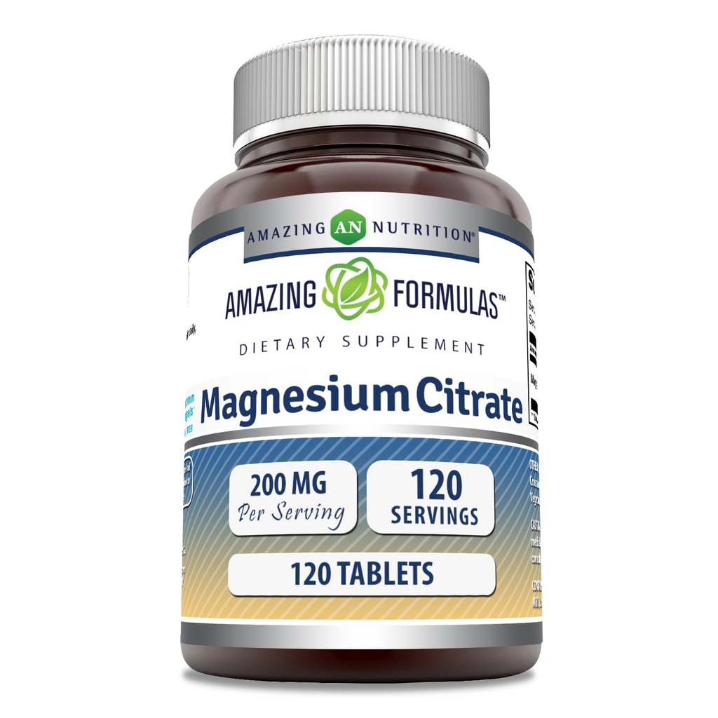 Amazing Installas Magnesium Citrát 124; 200 Mg tablety 124; Minerální dodatek 124; Non- GMO 124; Gluten Free Iber124; Made in USA (1 balení, 120 Počet)