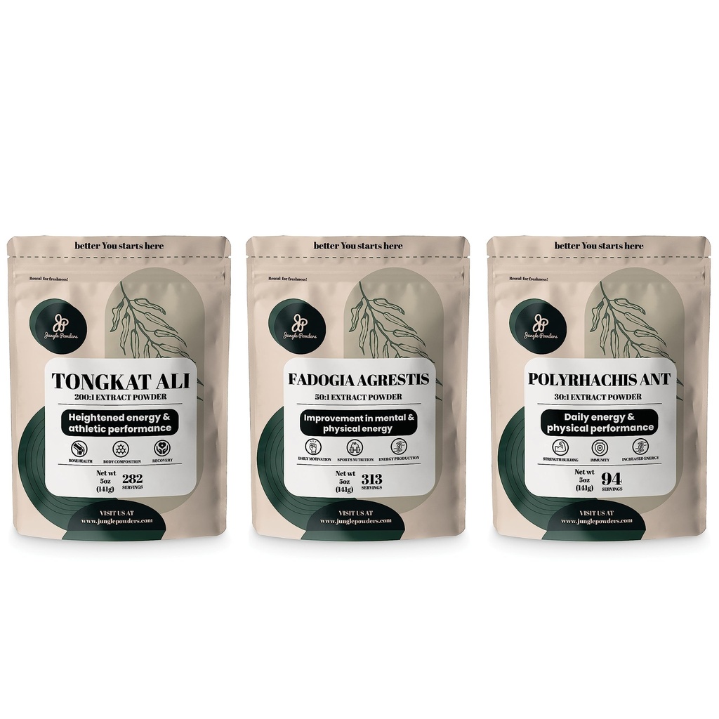 Jungle Powders Tongkat Ali pro muže 282 Servings, Fadogia Agrestis Extract Powder 313 Servings, Black Ant 30: 1 Koncentrace 94 Servings 5oz Dodatek Mens Zdravotní podpora pohonu & Passion