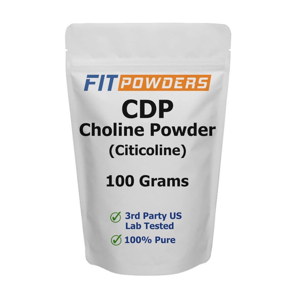Citicoline Powder, CDP Choline Powder Pure with Scoop, Non- GMO, Kognitivní doplněk pro paměť a učení (100 gramů)