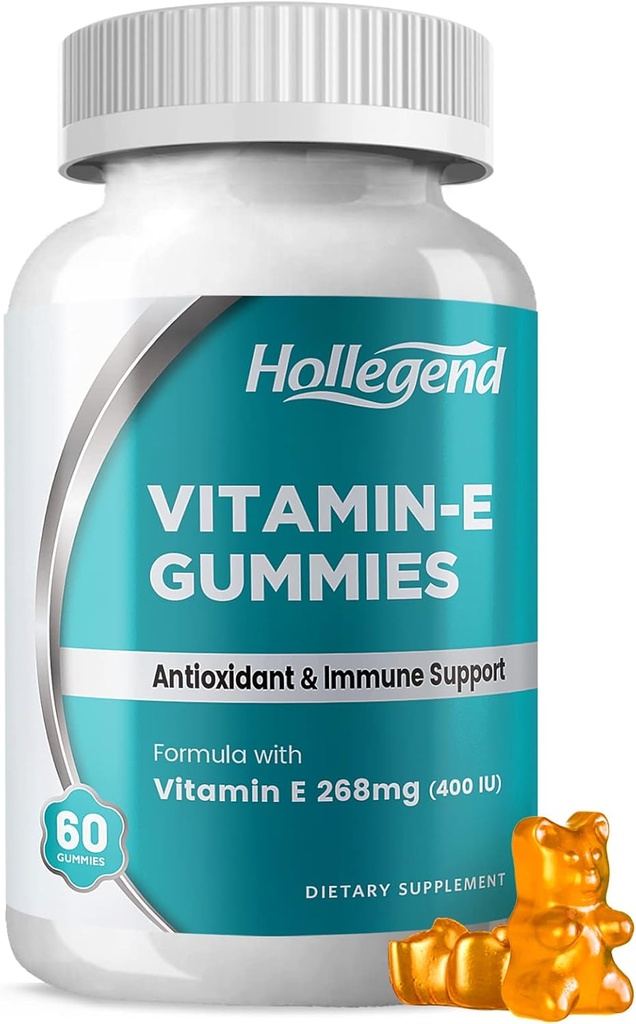 Vitamin E Gummies 268mg 400 IU, přírodní vitamín E Žvýkací doplněk pro dospělé, ženy a muže, kůže a imunitní zdraví, antioxidant, Orange Flavor, 60 Počet