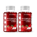 Vitamatický vitamin B Komplexní gumy s vitaminem C & Inositol - Přírodní jahodové aroma - 60 Gumy (2 láhve)