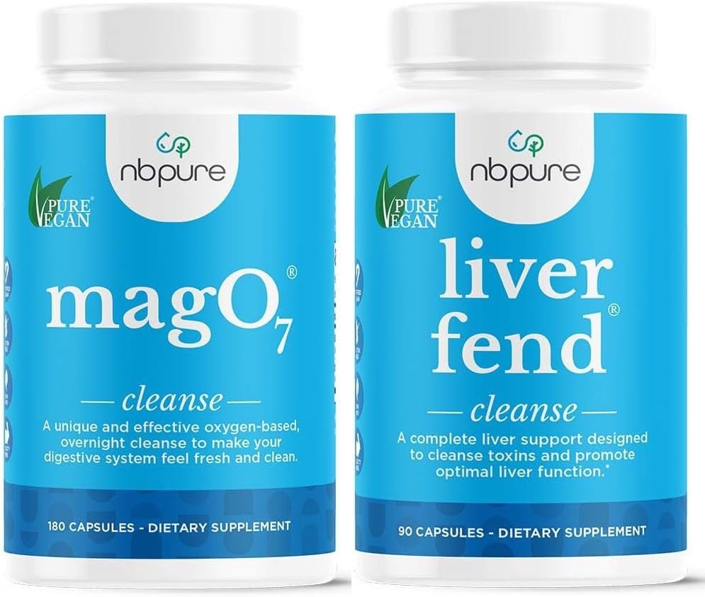 Nbsure Mago7 + Játra Fend Detox Bundle 124; Oxygen- Powered Colon Cleanse & Játra Podpora 124; Relief for Occasional Constolly, Bloating & Toxin Build- Up 124; Ozonated Magnesium + Mléko Thistle, 180 Kapsle