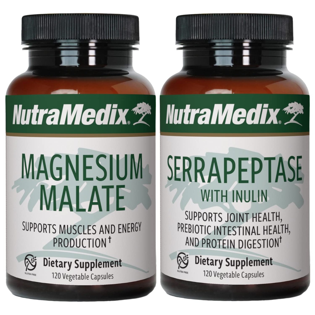 NutraMedix Fitness Plan Dodatek Bundle - Zahrnuje magnesium- malate for Energy & Athletic Support a Serrapeptáza for Joint & Mobility Wellness - Fitness Supplements -2- Kousek Capsule Set