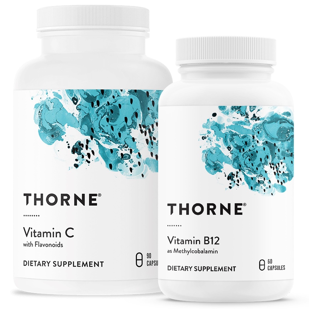 THORNE - Wellness Bundle - Vitamin C & B12 - Podporuje srdeční, nervové, imunitní a tkáňové zdraví - 60 až 90 Služeb
