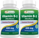 Nejlepší Naturals Vitamin B2 (Riboflavin) 400mg - Migréna Relief - Veggie Kapsle - Conezyme Precursor - 120 Počet (120 Počet balení po 2))
