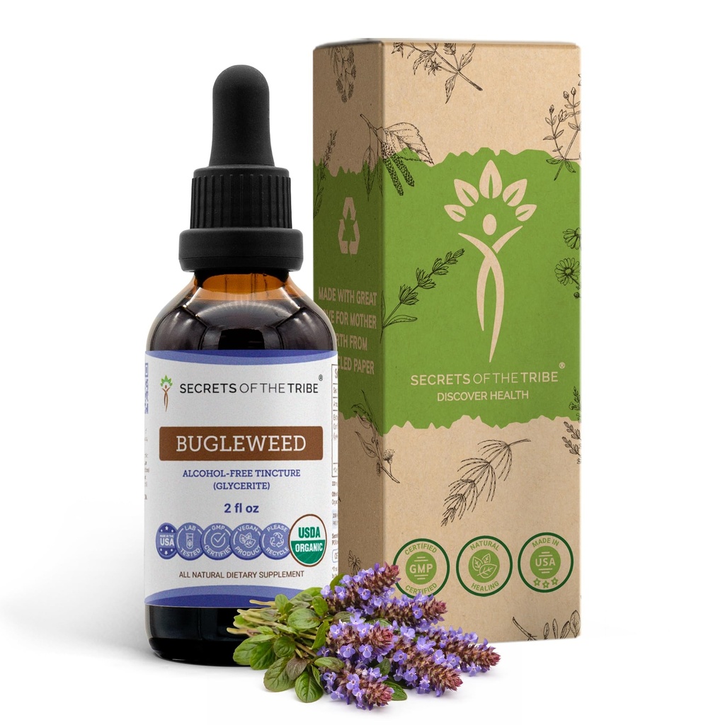 Bugleweed USDA Organic CLANE124; Alcohol- Free Extract, High- Potency Bylinné kapky, Respirační systém CLANE124; Vyrobeno ze 100% Certified Organic Bugleweed (Ze Lan, Lycopus Virginicus) Sušený Herb (2 FL OZ)
