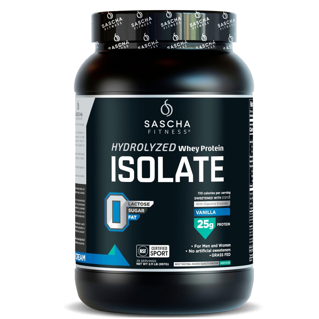 SASCHA FITNESS Hydrolyzovaný syrovátkový protein izolát, 100% Grass- Fed (2 litry, Vanilla)