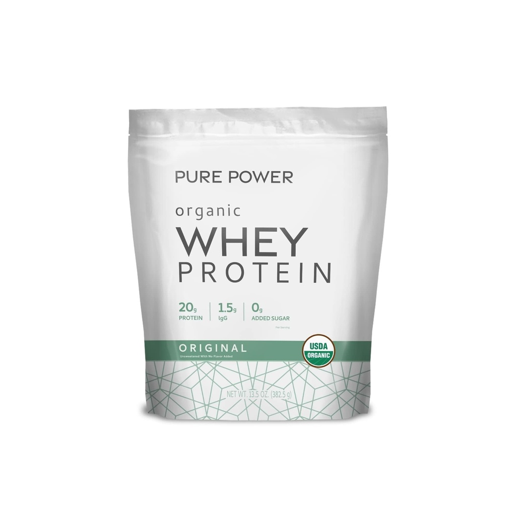 Dr. Mercola Pure Power Organic Whey Protein - 20 g protein - Podporuje růst svalů a energie - Grass- Fed Whey koncentrát - 15 Služeb (20.60 oz) - Původní