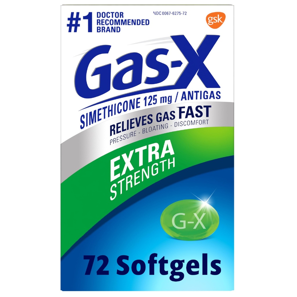 Gas-X Extra Silné plynové pojistky se simethiconem 125 mg pro nadýmání - 72 Počet