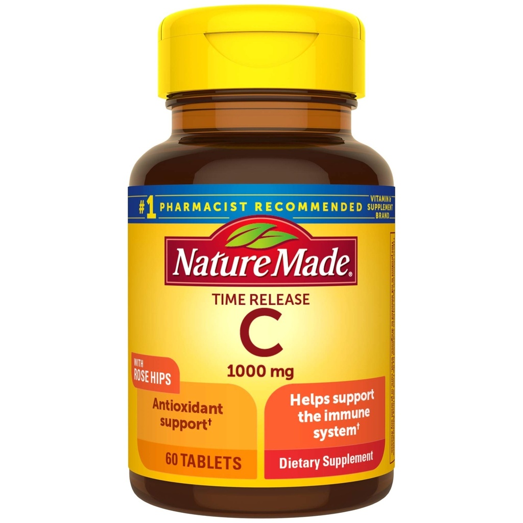 Příroda Vyrobeno vitamín C 1000 mg Tablety Time Release s Rose Hips, 60 Počet pomoci podpořit imunitní systém