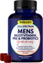 Sakoon výživy Mužské multivitaminové gumy s probiotika a prebiotika, Dospělý Multivitamin A, C, D, E, B & More, Podpora imunity, energie, zdraví, 60 Počet