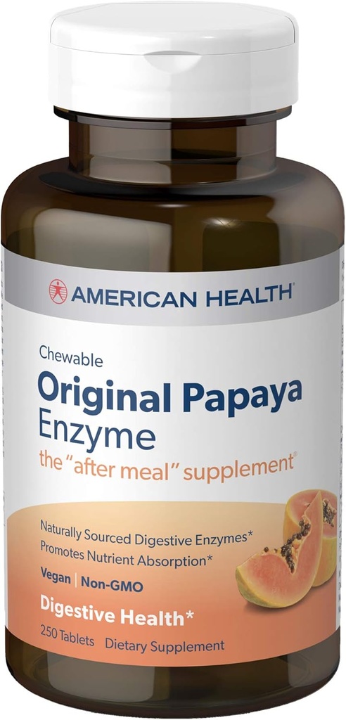American Health Products - Original Papaya Enzyme, 250 žvýkací tablety