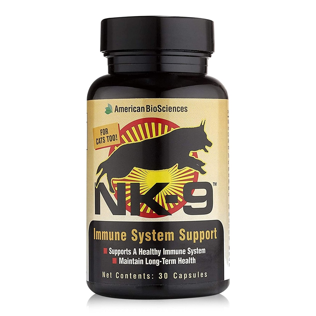 American BioSciences NK-9, dodatek AHCC pro psy a kočky - dodatek k podpoře imunitního systému - Vyrobeno pro imunitní obrany- 30 Kapsle, 250mg / kapsle
