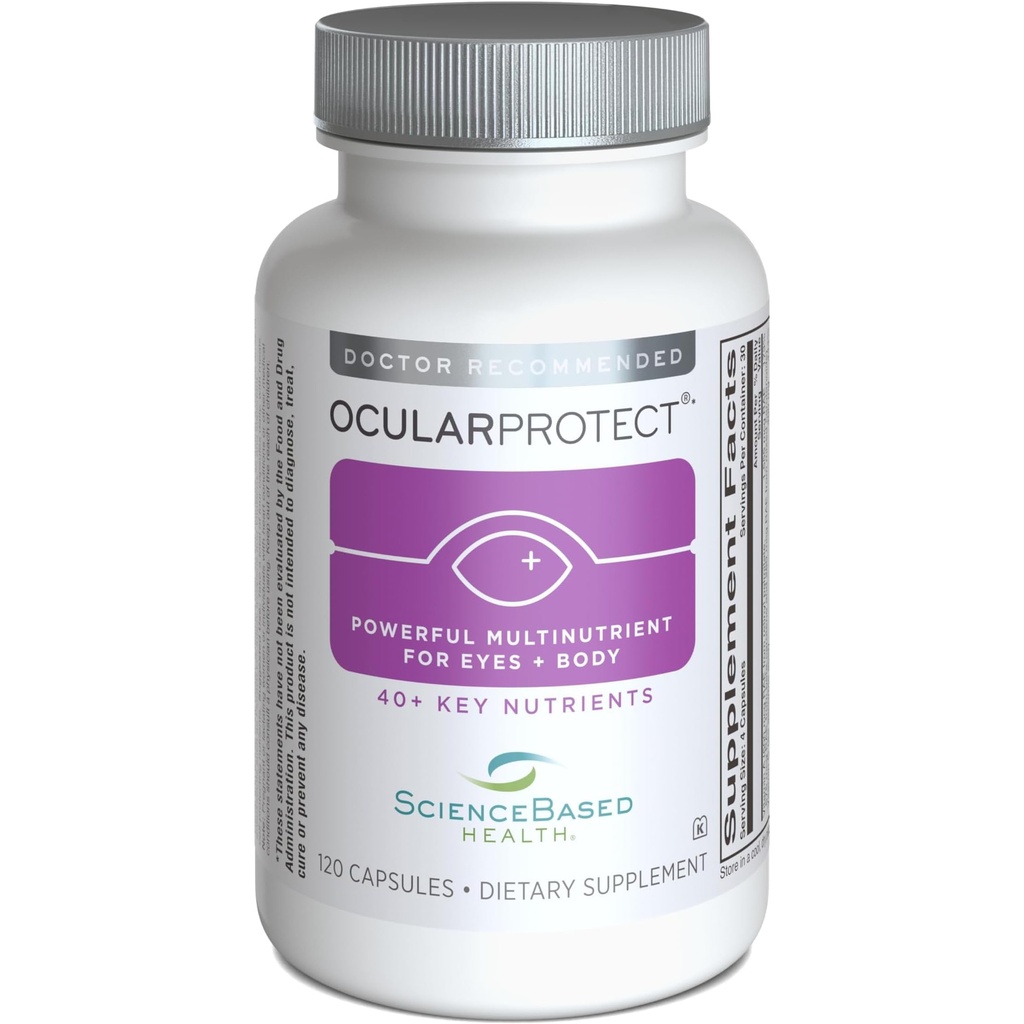 Science Based Health OcularProtect - Daily Multivitamin with Advanced Eye Health Support - 40 + Key Nudents with Lutein, Zeaxanthin, Turmeric & Quercetin - Immunology & Antioxidant Support