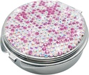 Bling Pill Pouzdro pro Purse Medicine Vitamin Kontejner Držák Kapesní Pilk Pouzdro Kulaté Medicína Organizátor pro vitamín / Fish Oils / Doplněk Cestovní medicína Kit (3 Complex Pink)