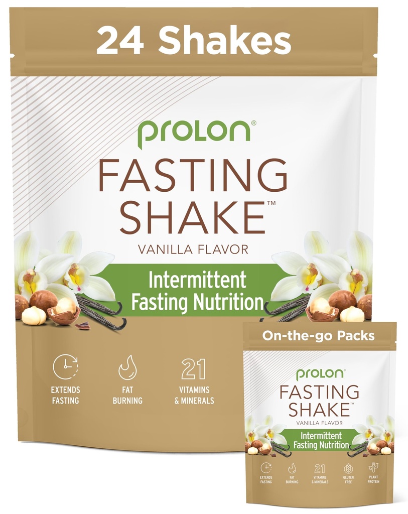 Prolon Intermitent Fasting Drink Mix CU124; Shake for Intermitent Fasting CU124; Vitamíny, Fiber, Plant- Based Protein CU124; Keto, Vegan, Gluten Free, Dairy Free CU124; Vanilla, 2x12 ct Bags (Celkem 24 Služeb)