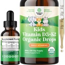 Natures Craft Kids Vitamin D3 K2 Drops - Organic Vitamin D pro děti pro silné kosti a spony - Děti, děti a nosič Imunitní Support Drops Liquid Supplement - 60 ml Lahvička