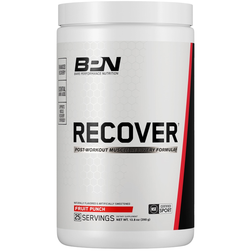 BARE VÝKONNOST VÝZKUM BPN Recover- Post & Workout Enhanced Muscle Recovery Drink Mix - esenciální aminokyseliny s amino9 ®, CherryPURE ® Tart Cherry & Carnitin, 25 Služení, Ovocný punč