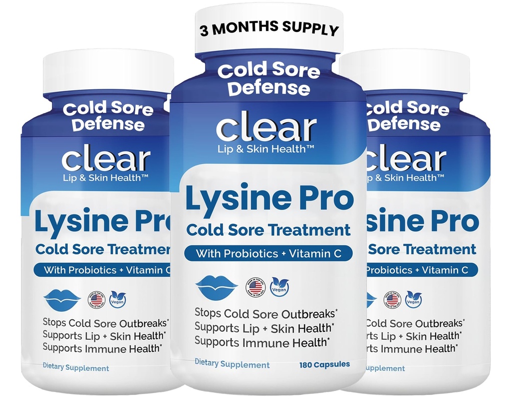 Lysin Cold Sore Léčba rtů - s Lactobacillus Rhamnosus, Acidophilus a vitamin C - Cold Sore doplněk pro rty a zdraví kůže, imunitní podpora a prevence - 180 Kapsle