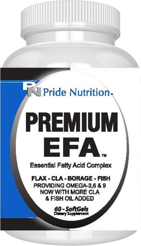 Pride Nutrition Premium EFA Omega 3-6-9 dodatek pro muže a ženy 5 in 1 - EPA, DHA, GLA, ALA & CLA Essential Fatty Acids with Fish Oil - Softgel Pills