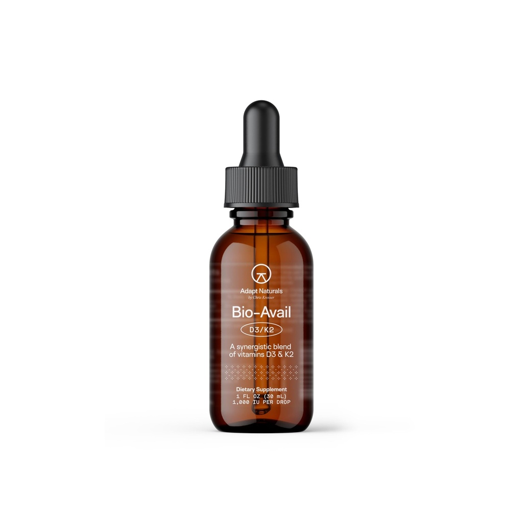 Adaptovat Naturals Vitamin D3 K2 1000 IU Doplněk s MCT Oil, Biologicky k dispozici Vysoce Absorbovatelné kapalné Formule, Překonat nedostatek vitaminu D, Podpora imunitního a metabolického zdraví - 1 FL Oz, 600 Služeb