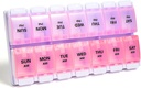 Sukuos AM PM Týdenní pilulkový pořadatel 7 den, 2 krát denně medicína pilulka box s lehkým tlačítkem, BPA zdarma Vitamin bedny pro rybí olej / doplňky, snadno čisté (Purple & Pink)