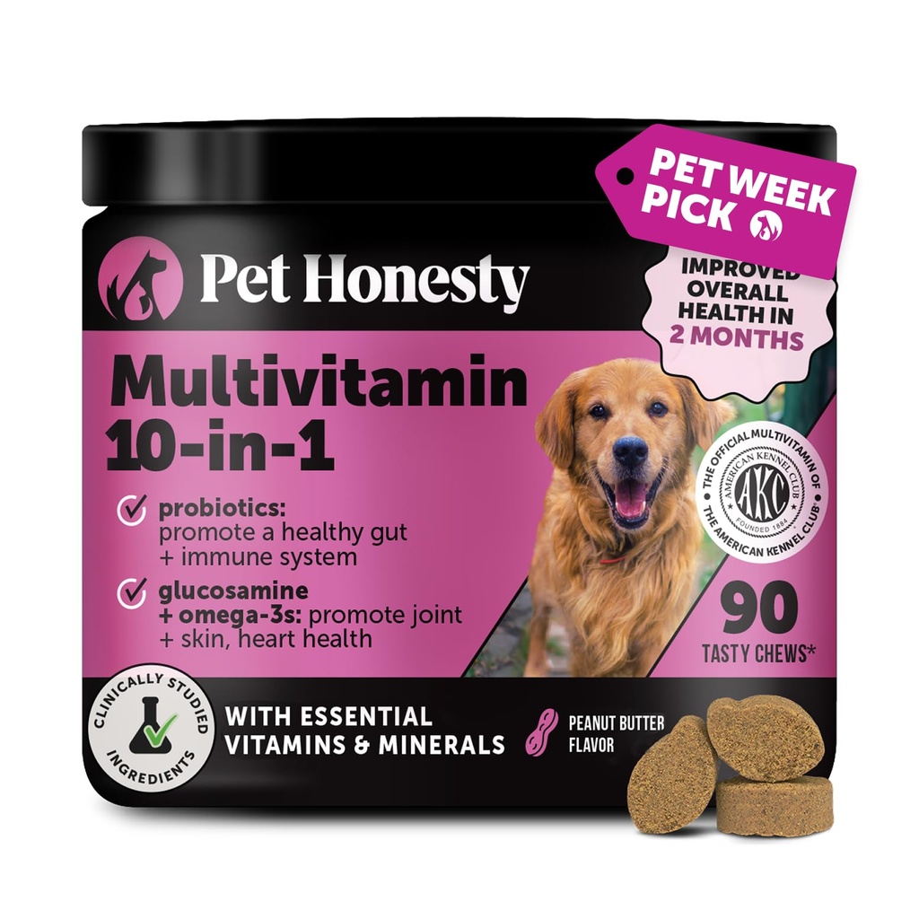 Multivitamin Dog Supplement, Glucosamine chondroitin pro psy, Probiotika, Omega Fish Oil, Doplněk pro psy a vitaminy, Vitaminy pro alergie na pleť a kabát, (Arašídové máslo 90 ct)
