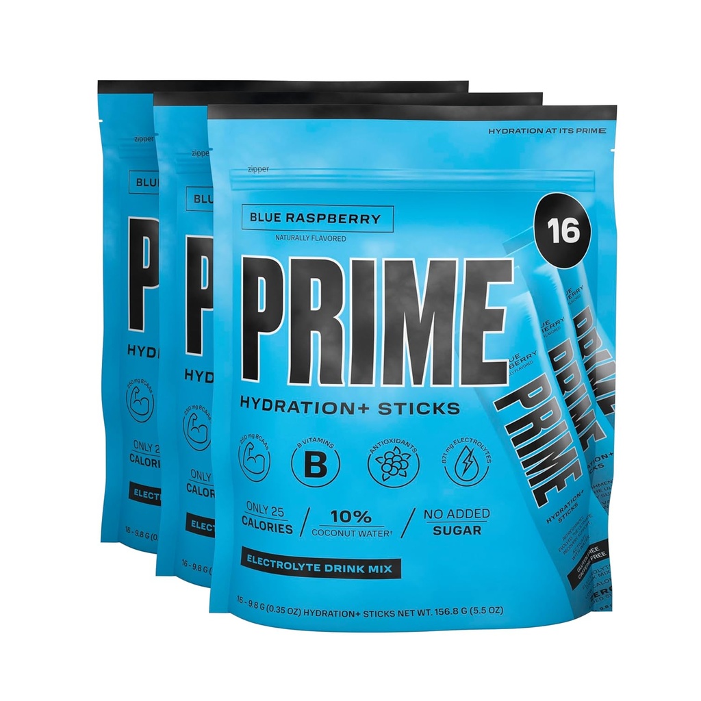 PRVNÍ HYDRACE + Sticks Blue Raspberry CLAS124; Hydration Powder Single Serve Sticks CLAS124; Electrolyte Powder On The Go CLAS124; 250mg BCAA, B Vitaminy, Antioxidanty CLAS124; Low Sugar CLAS124; Caffeine- Free CLAS124; Vegan CLAS124; 48 Sticks