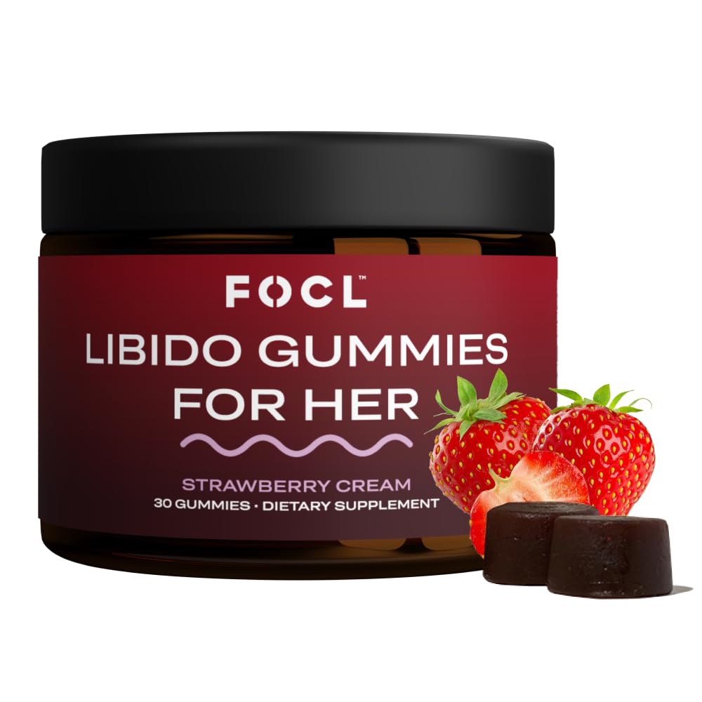 FOCL Žena Libido Booster pro ženy - Boost Touha, Arousal, Energie, Pomáhá podporovat Hormon Balance - Horny Kozí Tráva, Fenugreek & Zelený čaj (30 Gummies Jahodový krém)