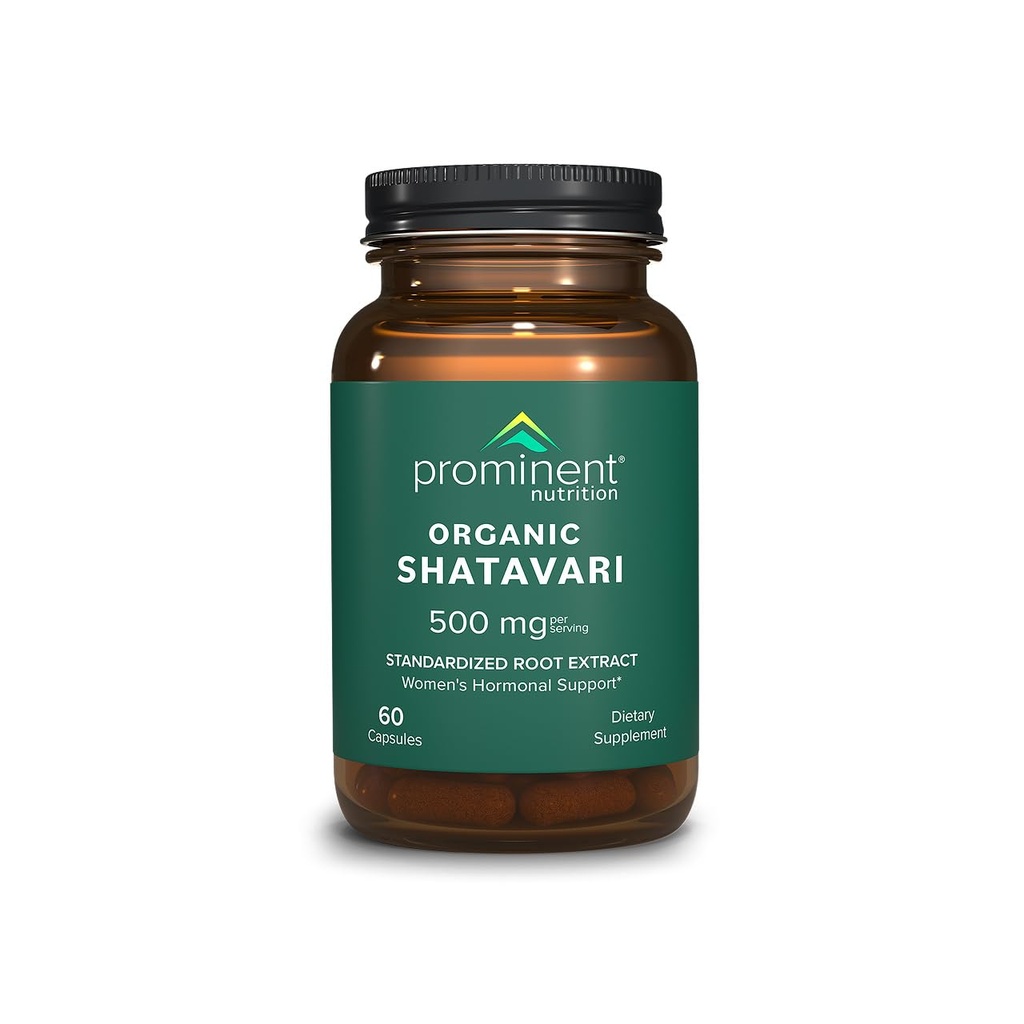 Prominentní nutriční organické Shatavari Kapsle, Hormonální podpora pro ženy, 500 mg, 60 Počet, Standardizovaný root Extrakt pro ženské zdraví - 1 balení