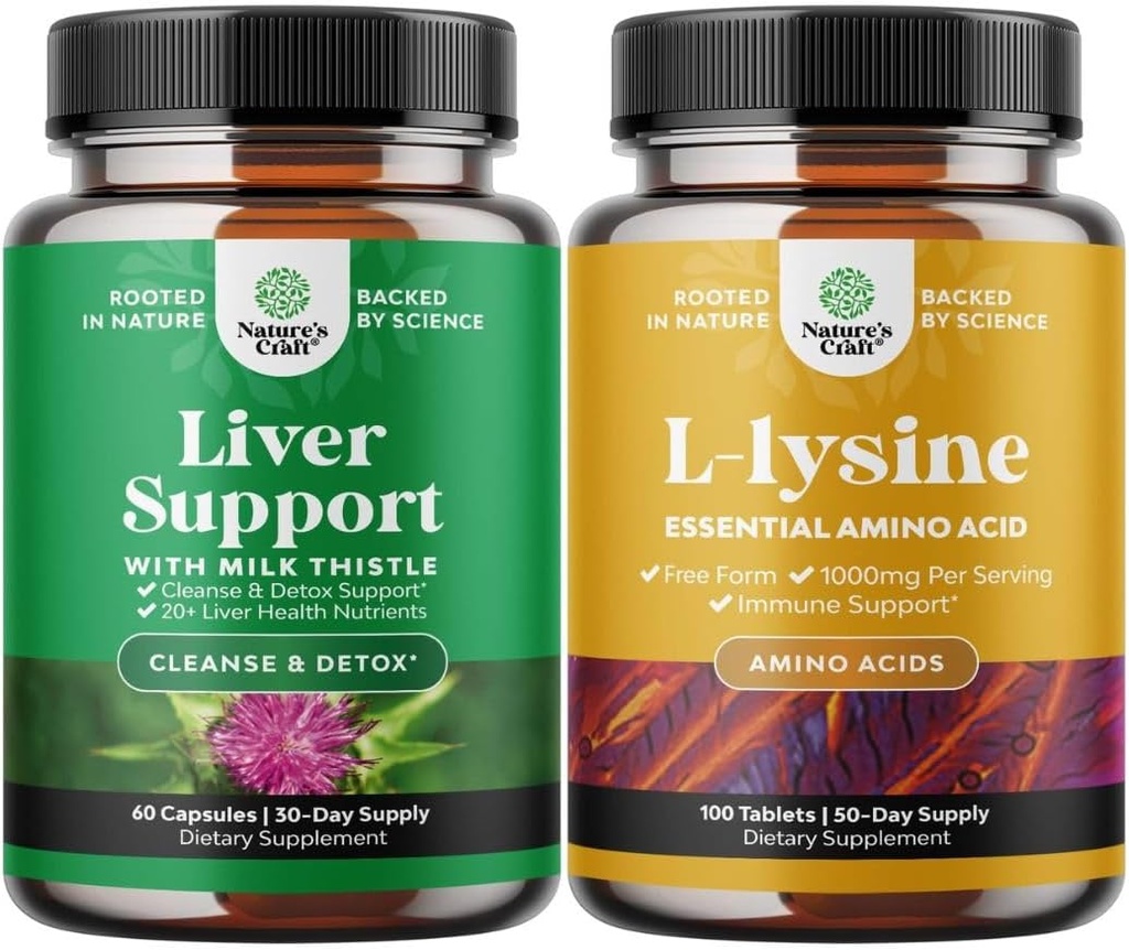 Svazek mléčné tenké játra Supplement a L Lysin 1000mg Nutriční doplňky - Bylinné játra dodatek se silymarin mléko Thistle - L- lysin Essential Amino Acids Dodatek