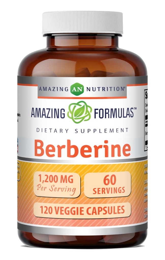Úžasné doplňky Berberine 124; 1200 Mg na servírování 124; Veggie Kapsle 124; Non- GMO 124; Gluten- Free Iz124; Made in USA (1 balení, 120 Počet)