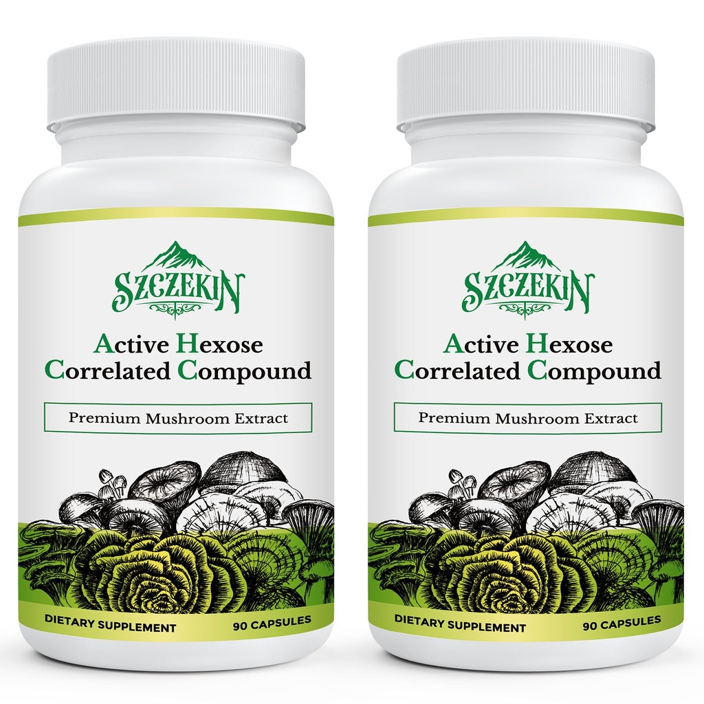 Active Hexose Korálové Compound 1500 mg dodatek, Natural 8 Houbový extrakt dodatek, imunitní systém, funkce jater, Natural Killer and T Cells Activity, 180 Veggie Kapsle