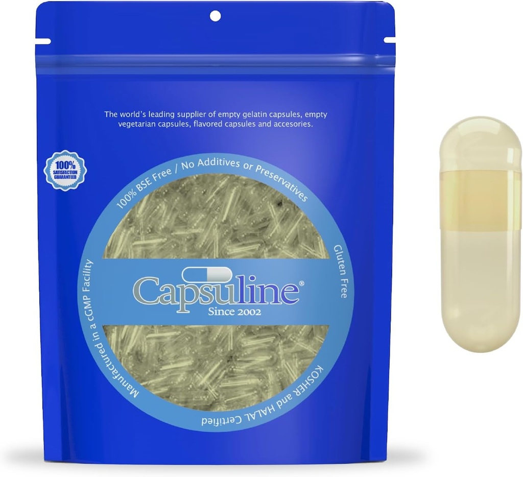 Kapsle Capsuline Barevná velikost 00 Prázdné Veganské Kapsle Žlutá / Žlutá - 1000 Hrabě - Vegetarian Prázdné Pill Kapsle - DIY Zeleninové kapsle Plnicí - Veggie Pill Kapsle - Kosher a Halal Certified