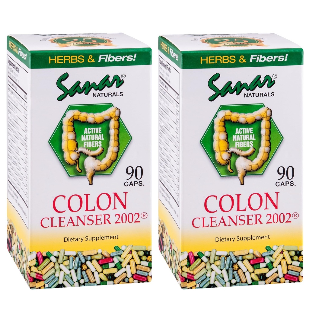 Sanar Naturals Colon Cleanser, 90 Kapsle (2 Pack) - Dietní Vláknina, Bylinné a Probiotika Blend, Stravovací podpora, Colon Cleanse Dodatek pro ženy a muže